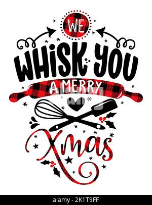 Nous vous battons un joyeux Noël - belle expression de calligraphie pour les serviettes de cuisine. Lettrage dessiné à la main pour de jolies cartes de voeux, invitations. Bon pour Illustration de Vecteur