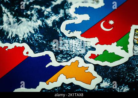 Arménie contre Azerbaïdjan conflit, problèmes politiques et relations difficiles entre les deux pays Banque D'Images
