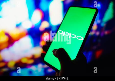 Brésil. 20th septembre 2022. Dans cette illustration, le logo Oppo affiché sur un smartphone. (Credit image: © Rafael Henrique/SOPA Images via ZUMA Press Wire) Banque D'Images
