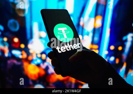 Brésil. 20th septembre 2022. Dans cette illustration, le logo Tether s'affiche sur un smartphone. (Credit image: © Rafael Henrique/SOPA Images via ZUMA Press Wire) Banque D'Images