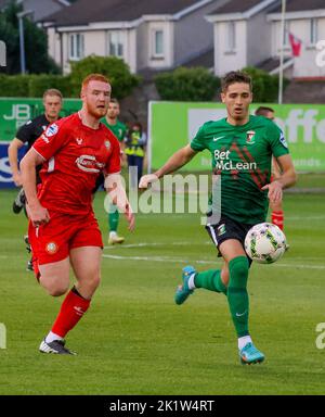 Shamrock Park, Portatown, comté d'Armagh, Irlande du Nord, Royaume-Uni. 26 août 2022. Danske Bank Premiership – Portatown / Glentoran. Footballeur de la Ligue irlandaise, joueur de Glentoran Jay Donnelly (9) en action pendant le match de la Danske Bank Irish League. Banque D'Images