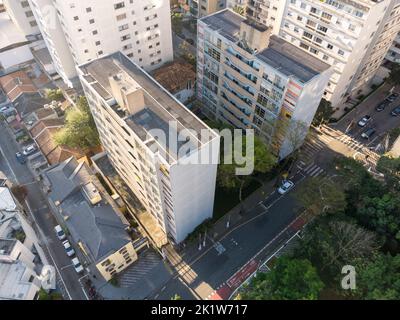 Vue aérienne de l'Edificio Louveira, un bâtiment moderniste du quartier higienopolis à Sao Paulo, au Brésil Banque D'Images