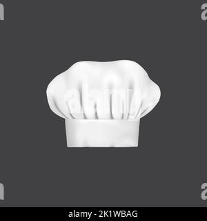 Chapeau de chef réaliste, chapeau de cuisinier et pain toque. 3d chapeau de chef blanc. Café ou restaurant chef uniforme tissu, boulangerie baker 3D vecteur blanc chapeau, symbole culinaire et gastronomique Illustration de Vecteur