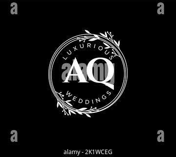 AQ initiales lettre mariage monogramme logos modèle, dessin à la main moderne minimalistes et modèles floraux pour cartes d'invitation, Save the Date, élégant Illustration de Vecteur