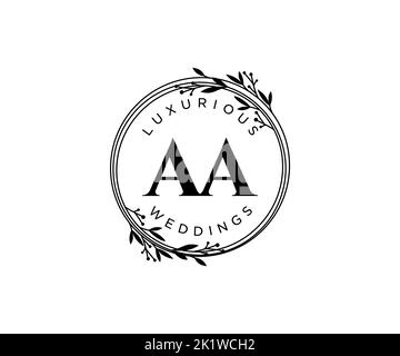 AA initiales lettre mariage monogramme logos modèle, dessin à la main moderne minimalistes et modèles floraux pour cartes d'invitation, Save the Date, élégant Illustration de Vecteur