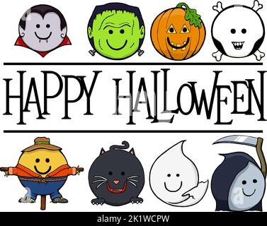 halloween avec visage souriant halloween monstre Illustration de Vecteur