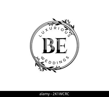 BE initiales lettre mariage monogramme logos modèle, dessin à la main moderne minimalistes et modèles floraux pour cartes d'invitation, Save the Date, élégant Illustration de Vecteur