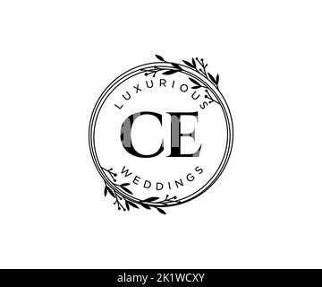 Ce initiales lettre mariage monogramme logos modèle, dessin à la main moderne minimalistes et modèles floraux pour cartes d'invitation, Enregistrer la date, élégant Illustration de Vecteur