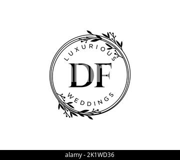 DF initiales lettre mariage monogramme logos modèle, dessin à la main moderne minimalistes et modèles floraux pour cartes d'invitation, Save the Date, élégant Illustration de Vecteur