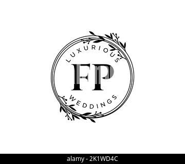 FP initiales lettre mariage monogramme logos modèle, dessin à la main moderne minimaliste et modèles floraux pour cartes d'invitation, Enregistrer la date, élégant Illustration de Vecteur