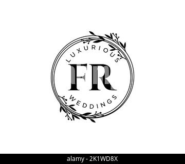 FR initiales lettre mariage monogramme logos modèle, dessin à la main moderne minimalistes et modèles floraux pour cartes d'invitation, Save the Date, élégant Illustration de Vecteur