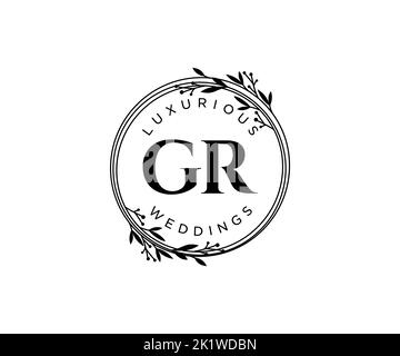 GR initiales lettre mariage monogramme logos modèle, dessin à la main moderne minimalistes et modèles floraux pour cartes d'invitation, Enregistrer la date, élégant Illustration de Vecteur