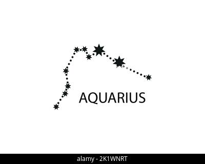 Symbole de l'Horoscope Aquarius. Constellation de zodiaque avec étoiles. Carte Night Sky. Illustration vectorielle de signes astrologiques pour le calendrier, horoscope isolé Illustration de Vecteur