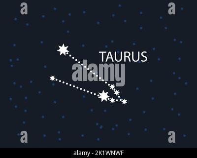 Symbole de l'horoscope Taurus. Constellation de zodiaque avec étoiles. Carte Night Sky. Illustration vectorielle des signes astrologiques pour le calendrier, horoscope isolé o Illustration de Vecteur