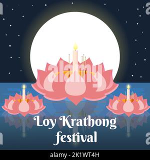 design plat loy krathong illustration du festival Illustration de Vecteur