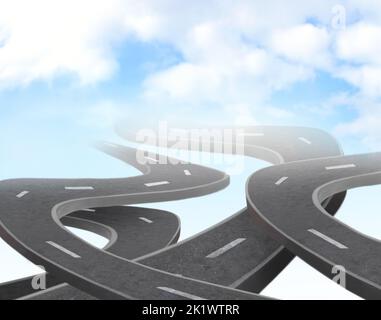 Toutes les routes mènent à cela. Illustration des routes sinueuses menant au ciel - TOUT le design sur cette image est créé à partir de zéro par l'équipe de Yuri Arcurs de pro Banque D'Images