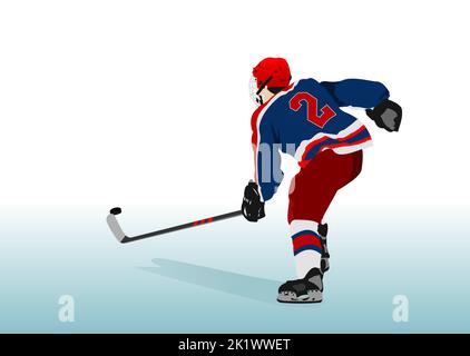 Joueurs de hockey. illustration de 3d couleurs vectorielles Illustration de Vecteur