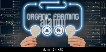 Affiche présentant le système agricole intégré Organic Farmingan qui s'efforce de la durabilité. Photo conceptuelle un système agricole intégré qui Banque D'Images