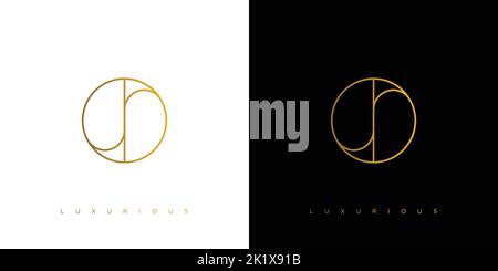 Moderne et luxueux lettre JR initiales logo design Illustration de Vecteur