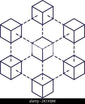 Concept de logo d'icône de blockchain sur fond blanc. Illustration du vecteur de conception du signe de données de crypto-monnaie Illustration de Vecteur