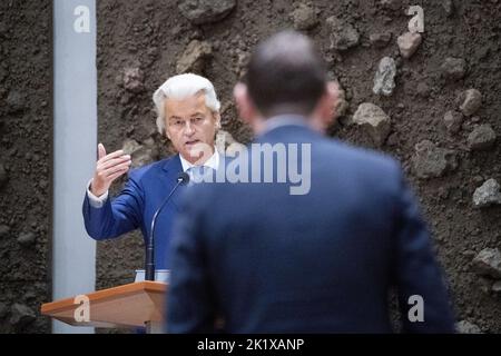 La Haye, pays-Bas. 21st septembre 2022. LA HAYE - pays-Bas, 2022-09-21 10:35:48 LA HAYE - Geert Wilders (PVV) au cours de la première journée des réflexions politiques générales, le débat après le discours du Trône, le jour du budget. Au cours du débat, les principaux points du budget de millions de dollars et du budget national ont été examinés. Credit: ANP/Alamy Live News Banque D'Images