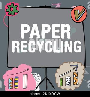 Inspiration montrant le recyclage du papier de signetUtilisation des papiers usagés d'une nouvelle manière en les recyclant. Mot écrit sur l'utilisation des déchets de papier d'une nouvelle manière par Banque D'Images