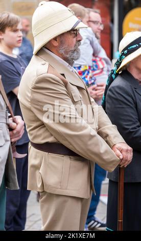 Personnages colorés au Hebden Bridge Steam Punk Weekend Banque D'Images