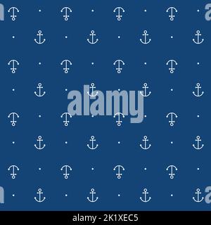 Motif marin vectoriel sans couture avec points d'ancrage et points sur fond bleu Illustration de Vecteur