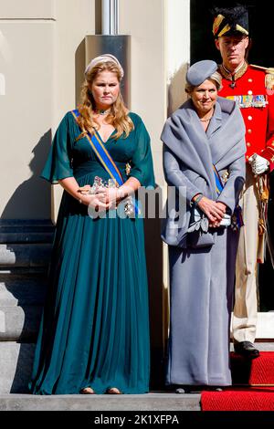 La Haye, Niederlande. 20th septembre 2022. LA HAYE - le roi Willem-Alexander, la reine Maxima, la princesse Amalia, le prince Constantijn et la princesse Laurentien à Prinsjesdag l'ouverture de l'année parlementaire, le 20 septembre 2022. Credit: Patrick van Katwijk/dpa/Alay Live News Banque D'Images