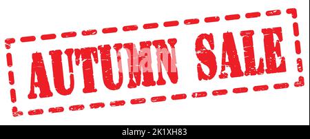 Texte DE LA VENTE D'AUTOMNE inscrit sur l'enseigne rouge en forme de tiret. Banque D'Images