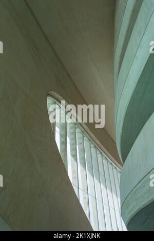 Détails intérieurs de El Palau des Arts Reina Sofia, Opéra, à la Cité des Arts et des Sciences de Valence, Espagne en septembre Banque D'Images