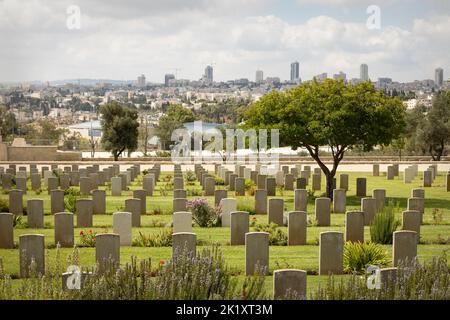 Cimetière de guerre britannique à Mount scopus, Jérusalem, Israël. Banque D'Images