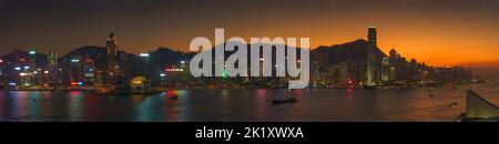 Vue panoramique du magnifique port de Hong Kong, vue aérienne, Hong Kong, Chine Banque D'Images