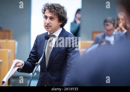 La Haye, pays-Bas. 21st septembre 2022. LA HAYE - pays-Bas, 2022-09-21 12:52:18 LA HAYE - Jesse Klaver (GL) au cours de la première journée des réflexions politiques générales, le débat après le discours du Trône, le jour du budget. Au cours du débat, les principaux points du budget de millions de dollars et du budget national ont été examinés. Credit: ANP/Alamy Live News Banque D'Images