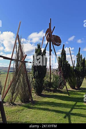 « Cosmic collisions », œuvre d'art en plein air de Charles Jencks. Crawick Multiverse, Sanquhar, Dumfries et Galloway, Écosse, Royaume-Uni, Europe. Banque D'Images