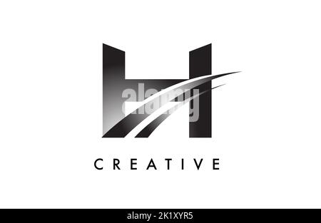 Logo lettre H Vector avec lignes Swoosh incurvées et look créatif. Élégante initiale moderne logo H icône idée Vector Illustration. Illustration de Vecteur
