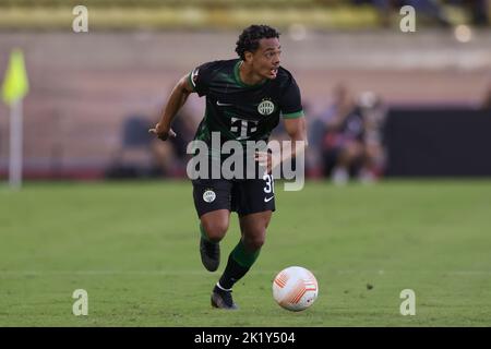 Monaco, Monaco, le 15th septembre 2022. Henry Wingo de Ferencvaros lors du match de l'UEFA Europa League au Stade Louis II, Monaco. Le crédit photo devrait se lire: Jonathan Moscrop / Sportimage Banque D'Images