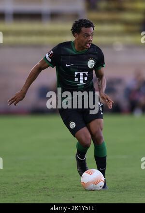 Monaco, Monaco, le 15th septembre 2022. Henry Wingo de Ferencvaros lors du match de l'UEFA Europa League au Stade Louis II, Monaco. Le crédit photo devrait se lire: Jonathan Moscrop / Sportimage Banque D'Images