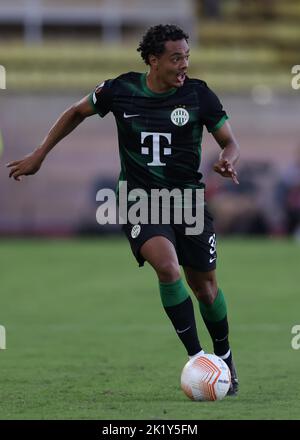 Monaco, Monaco, le 15th septembre 2022. Henry Wingo de Ferencvaros lors du match de l'UEFA Europa League au Stade Louis II, Monaco. Le crédit photo devrait se lire: Jonathan Moscrop / Sportimage Banque D'Images