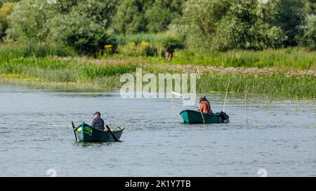 Pêcheurs dans le delta du danube en roumanie Banque D'Images