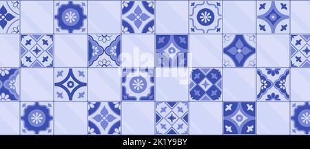 Motif azulejos traditionnel avec carreaux de céramique, design intérieur et concept de décoration, arrière-plan abstrait Illustration de Vecteur