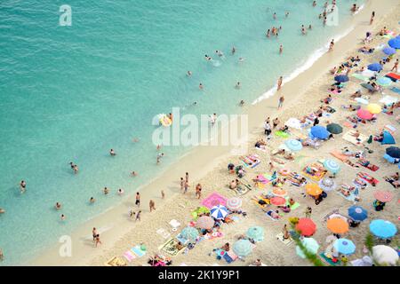 Tropea est une petite ville sur la côte est de la Calabre. Il est connu pour son centre historique sur les falaises, les plages et les célèbres oignons rouges. Banque D'Images