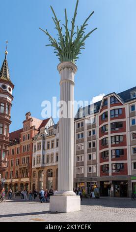 Leipzig, Germany - July 12 2022: The Nicholas column by Andreas Stötzner is a monument to the 1989 peace protests. Stock Photo