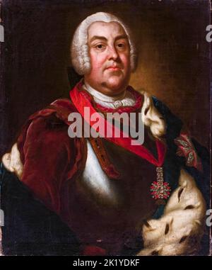 Augustus III (1696-1763), roi de Pologne, grand-duc de Lituanie (1733-1763), électeur de Saxe dans le Saint-Empire romain (connu sous le nom de Frederick Augustus II), portrait peint à l'huile sur toile par Christian Benjamin Müller, 1748 Banque D'Images
