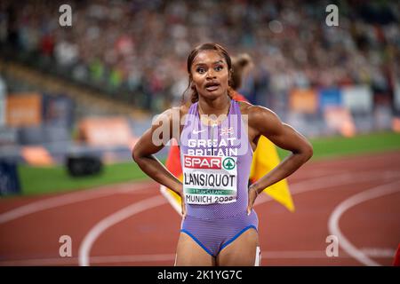 Imani-Lara Lansiquot participant aux 100 mètres des Championnats d'athlétisme européens de Munich 2022. Banque D'Images