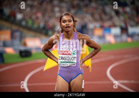 Imani-Lara Lansiquot participant aux 100 mètres des Championnats d'athlétisme européens de Munich 2022. Banque D'Images