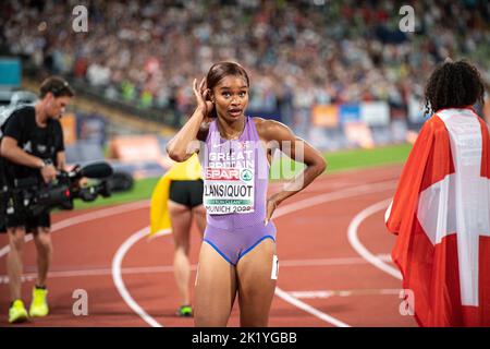 Imani-Lara Lansiquot participant aux 100 mètres des Championnats d'athlétisme européens de Munich 2022. Banque D'Images