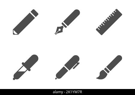 outils de dessin icônes de vecteur de silhouette Illustration de Vecteur