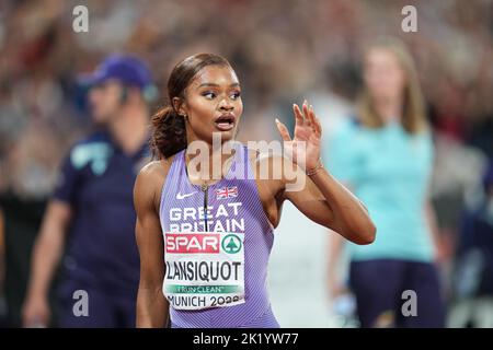 Imani-Lara Lansiquot participant aux 100 mètres des Championnats d'athlétisme européens de Munich 2022. Banque D'Images