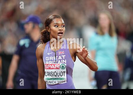 Imani-Lara Lansiquot participant aux 100 mètres des Championnats d'athlétisme européens de Munich 2022. Banque D'Images